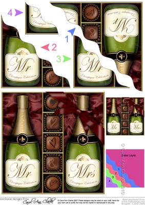 Mr & Mrs Champers N Chocs Wavy Corner Side Stacker Topper
