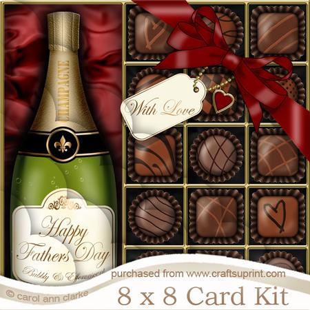 8 x 8 Fathers Day Champers N Chocs Scalloped Corner Kit