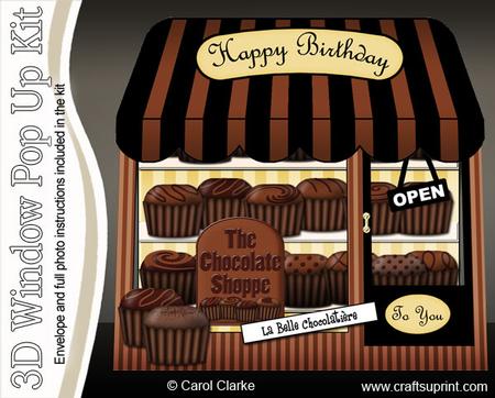 3D La Belle Chocolatiere Shop Window Pop Up Card