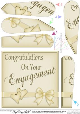Hearts and Bow Engagement Fan Pyramage Topper