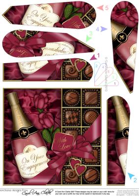 Engagement Champers Chocs N Roses Fan Pyramage Topper