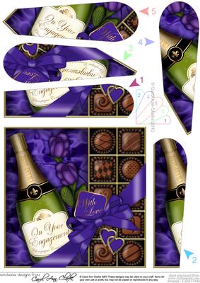 Engagement Champers Chocs N Roses Fan Pyramage Topper