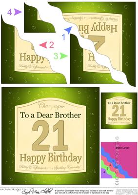 21st Birthday Brother Champagne Label Wavy Corner