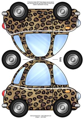 Funky Leopardskin Car Shaped Card