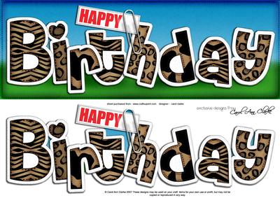 Large Dl Happy Birthday Animal Print Felties Quick Card N 3D
