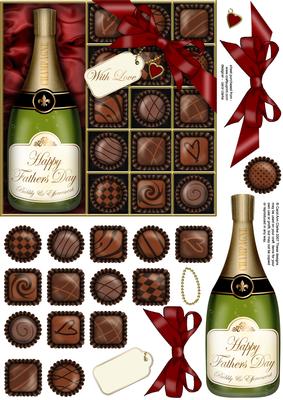 Fathers Day Champers Quick Card with 3D Decoupage