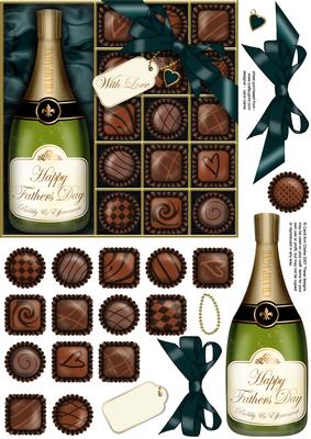 Fathers Day Champers Quick Card with 3D Decoupage