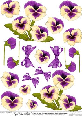 Pansy on Butterfly Lace Matching 3D Decoupage Sheet