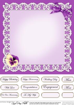 Pansy on Butterfly Lace Matching 8 x 8 Insert Panel and Gree