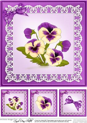 Pansy on Butterfly Lace 8 x 8 Quick Card Topper