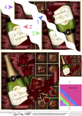 Engagement Champers Chocs N Roses Wavy Corner Side Stacker