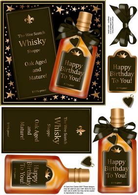 Birthday Whisky Quick Card with 3D Decoupage
