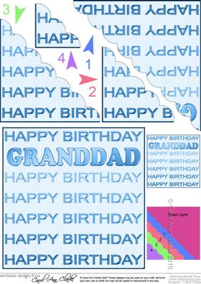 Birthday Granddad Scallop Corner Side Stacker Topper