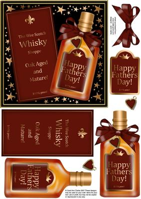 Fathers Day Whisky Quick Card with 3D Decoupage