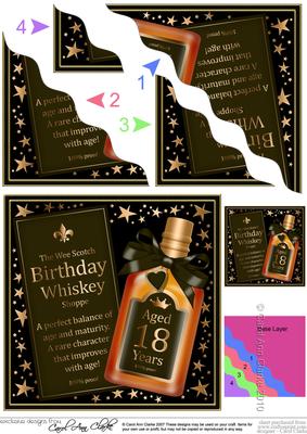 18th Birthday Whisky Wavy Corner Side Stacker Topper