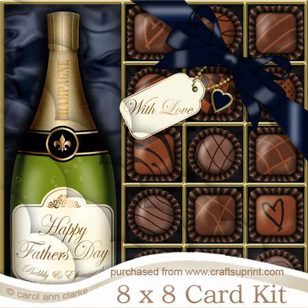 8 x 8 Fathers Day Champers N Chocs Scalloped Corner Kit