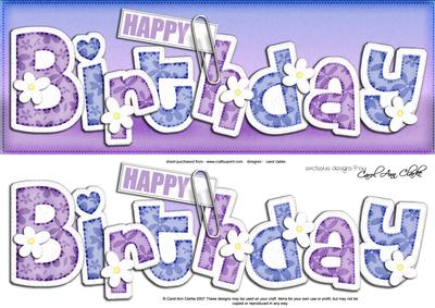 Large Dl Happy Birthday Floral Felties Quick Card Decoupage