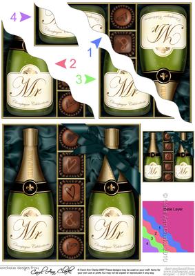 Mr & Mr Champers N Chocs Wavy Corner Side Stacker Topper