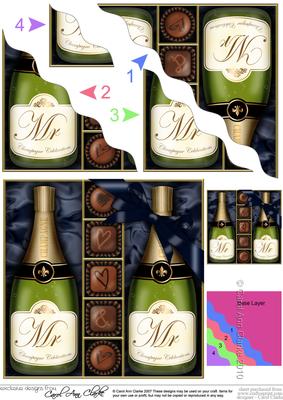 Mr & Mr Champers N Chocs Wavy Corner Side Stacker Topper