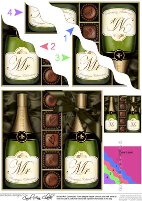 Mr & Mr Champers N Chocs Wavy Corner Side Stacker Topper