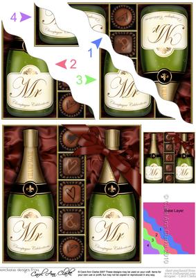Mr & Mr Champers N Chocs Wavy Corner Side Stacker Topper