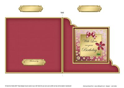 Floral Elegance Birthday Cut and Fold Corner Card