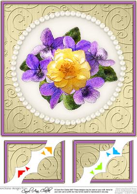 8 x 8 Flowers and Pearls - 8 x 8 Scalloped Corner Topper 