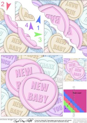 New Baby Sweet Heart Scallop Corner Side Stacker Topper