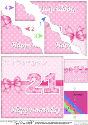 21st Birthday Sister Felties Wavy Corner Side Stacker Topper