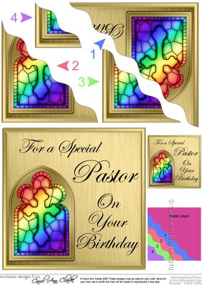 Religious Greeting Pastor Birthday Wavy Corner Topper