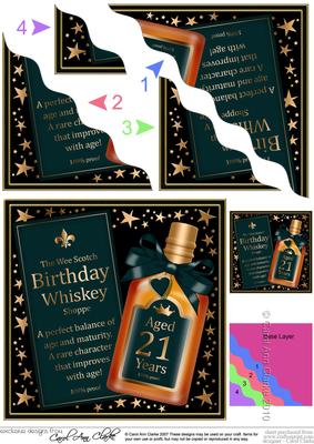 21st Birthday Whisky Wavy Corner Side Stacker Topper