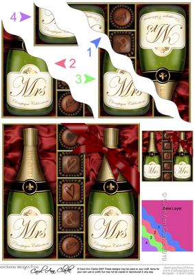 Mrs & Mrs Champers N Chocs Wavy Corner Side Stacker Topper