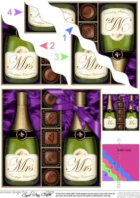 Mrs & Mrs Champers N Chocs Wavy Corner Side Stacker Topper