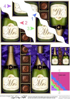 Mrs & Mrs Champers N Chocs Wavy Corner Side Stacker Topper