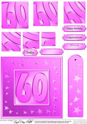 60th Bright Metallic Age Quick Card with Twisted Pyramage