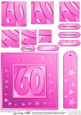 60th Bright Metallic Age Quick Card with Twisted Pyramage