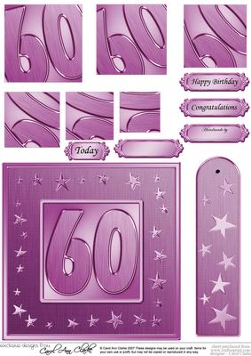 60th Bright Metallic Age Quick Card with Twisted Pyramage
