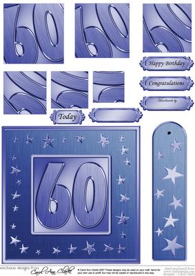 60th Bright Metallic Age Quick Card with Twisted Pyramage