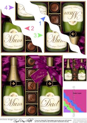 Mum N Dad Champers N Chocs Wavy Corner Side Stacker Topper