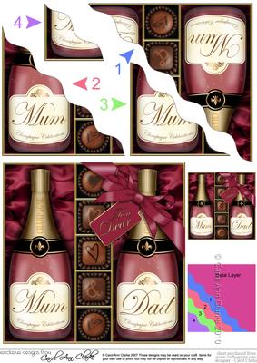 Mum N Dad Champers N Chocs Wavy Corner Side Stacker Topper