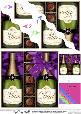 Mum N Dad Champers N Chocs Wavy Corner Side Stacker Topper