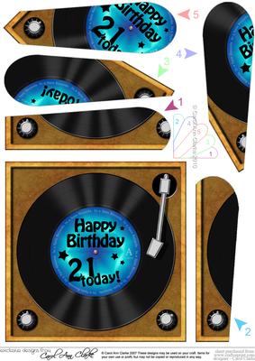 21st Birthday Record Fan Pyramage Topper
