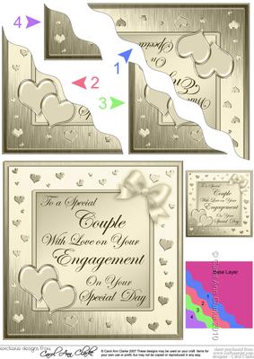 Elegant Romantic Engagement Wavy Corner Side Stacker Topper