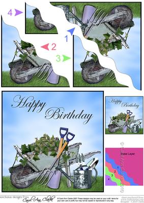 Gardening Birthday Wavy Corner Side Stacker Topper
