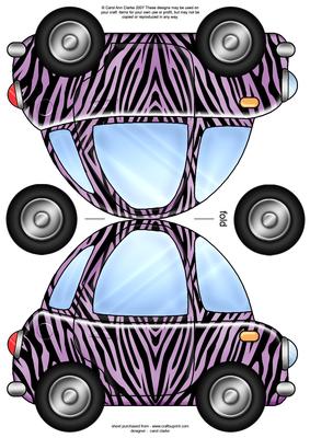 Funky Car Zebra Striped Shaped Card