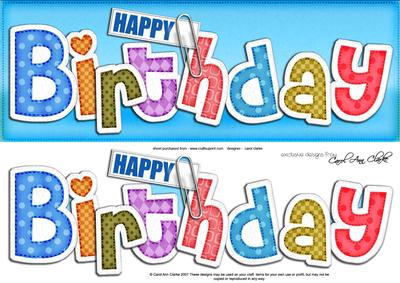 Large Dl Happy Birthday Felties Quick Card N 3D Decoupage