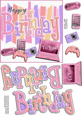 Birthday Girly Gadgets Games N Gizmos Quick Card N 3D Decoup