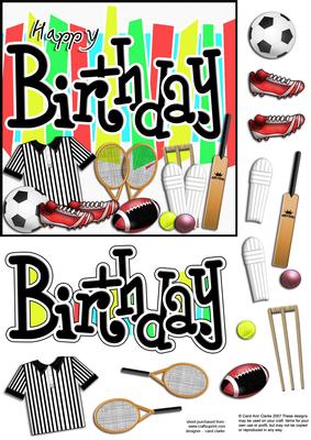 Birthday Sports N Games Quick Card with 3D Decoupage
