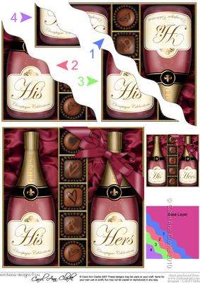 His N Hers Champers N Chocs Wavy Corner Side Stacker Topper