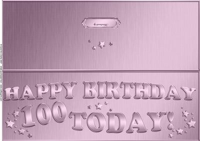 Large Dl 100th Birthday Quick Cut and Fold Card